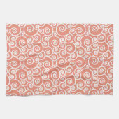 Roze koraal Blush Abstract Zwirly Seashell Patroon Theedoek (Horizontaal)