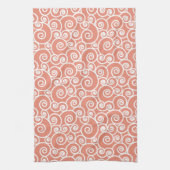 Roze koraal Blush Abstract Zwirly Seashell Patroon Theedoek (Verticaal)