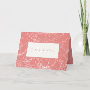 Roze Koraal Botanische Minimalistische Huwelijk Bedankkaart