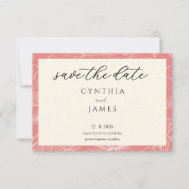 Roze Koraal Botanische Minimalistische Trouw Save The Date