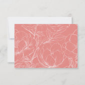Roze Koraal Botanische Minimalistische Wedding RSV RSVP Kaartje (Achterkant)