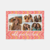 Roze Koraal Chevrons Mod Tekst Fotocollage Fleece Deken (Voorkant (Horizontaal))