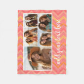 Roze Koraal Chevrons Mod Tekst Fotocollage Fleece Deken (Voorkant)