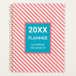 Roze Koraal Diagonale Strepen Persoonlijke Moderne Planner