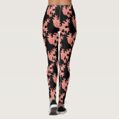 Roze koraal donker glitter sparkeert zwart patroon leggings (Achterkant)