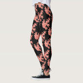 Roze koraal donker glitter sparkeert zwart patroon leggings (Links)
