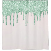 *~* Roze koraal druppelaar Mint GLITTER AP7  Douchegordijn (Voorkant)