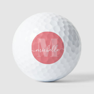 Roze koraal Elegant Modern Monogram Golf Balls Golfballen