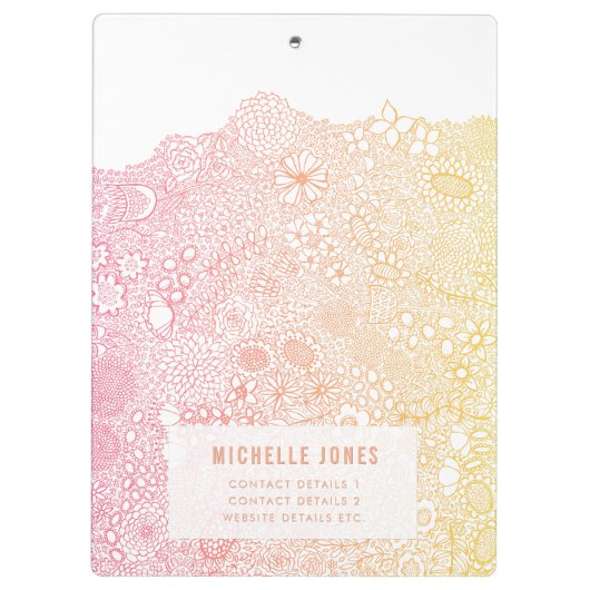 Roze Koraal Elegante Kunstenaar Gepersonaliseerde  Klembord (Achterkant)