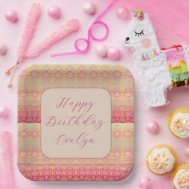 Roze koraal en abrikoos papieren bordje