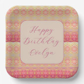 Roze koraal en abrikoos papieren bordje (Voorkant)