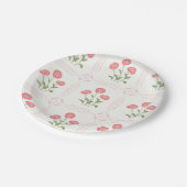 Roze, koraal en groene papaver bloemen papieren bordje (Gekanteld)