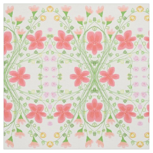 Roze koraal en Perzikbloem Stof (Swatch)