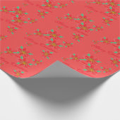 Roze koraal en rode poinsettias cadeaupapier (Hoek)