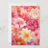 Roze, Koraal en Sinaasappel Bloemen Bruiloft Kaart (Achterkant)