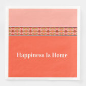 Roze Koraal en Sinaasappel Gebloemd Servet (Voorkant)