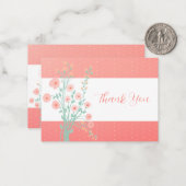 roze koraal en turquoise Floral Notitiekaartje (Voorkant / Achterkant in situ)