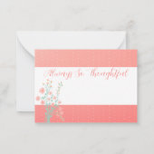 roze koraal en turquoise Floral Notitiekaartje (Achterkant)