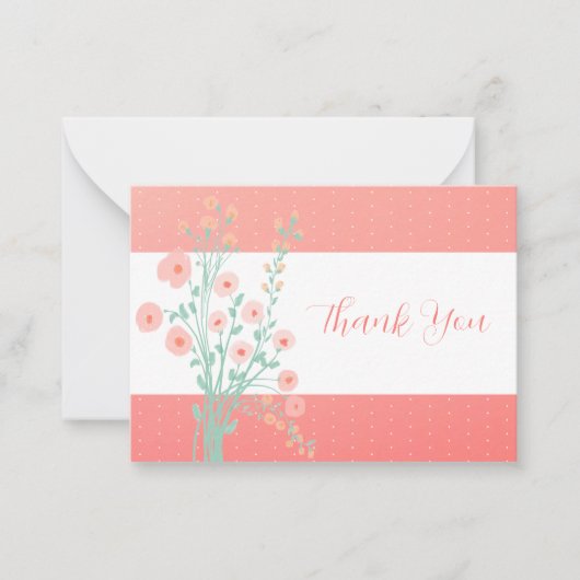 roze koraal en turquoise Floral Notitiekaartje (Voorkant)