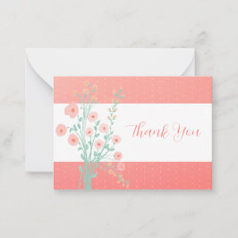 roze koraal en turquoise Floral Notitiekaartje