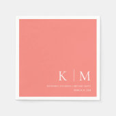 Roze koraal en wit-bruiloft- servet (Voorkant)