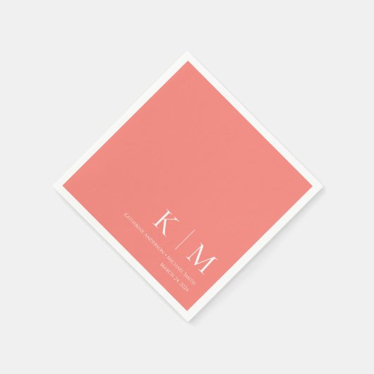 Roze koraal en wit-bruiloft- servet (Hoek)