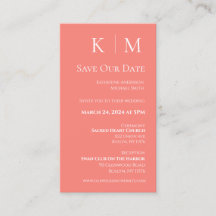 Roze Koraal en wit-Modern-Save the Date-