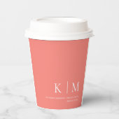 Roze koraal en wit- papieren bekers (Voorkant)