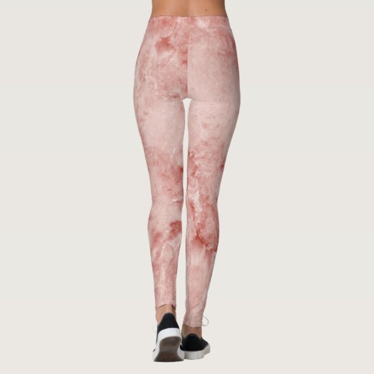 Roze koraal en witte marmer leggings (Achterkant)