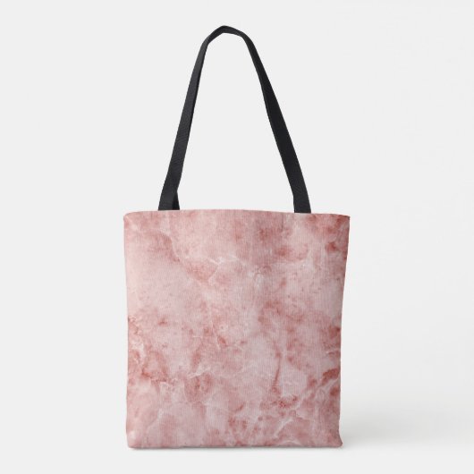 Roze koraal en witte marmer tote bag (Achterkant)