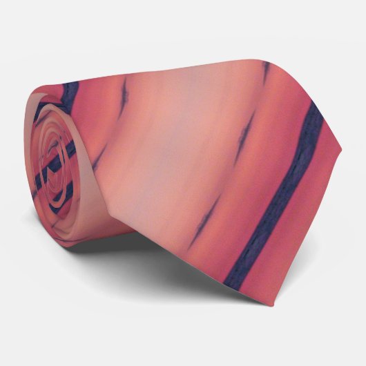 Roze koraal en zwart stropdas (Opgerold)