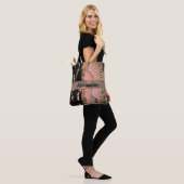 Roze koraal en zwarte glitter munten gepersonalise tote bag (Op model)