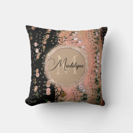 Roze koraal en zwarte munten Gepersonaliseerde Gli Kussen