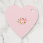 Roze koraal - Floral Heart Wedding Bedankjes Labels (Achterkant)