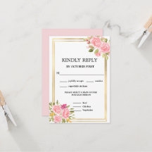 Roze koraal Floral maaltijdopties RSVP Uitnodiging