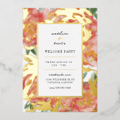 Roze Koraal Geborsteld Roos Welkomstfeest Folie Uitnodiging (Voorkant)