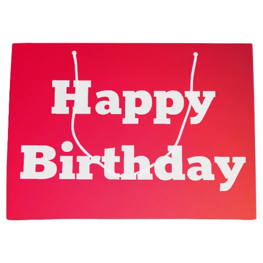 Roze koraal Gelukkige Verjaardag Gift Bag Groot Cadeauzakje (Voorkant)