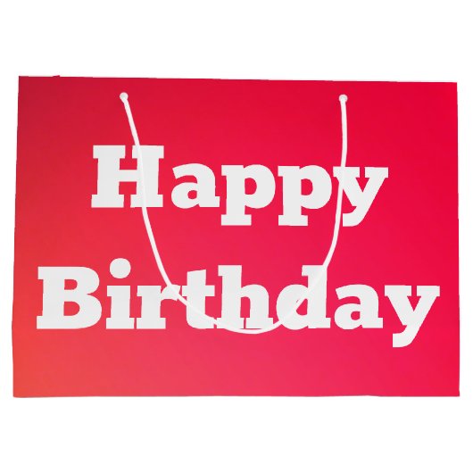 Roze koraal Gelukkige Verjaardag Gift Bag Groot Cadeauzakje (Achterkant)