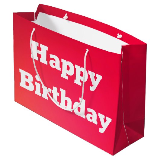 Roze koraal Gelukkige Verjaardag Gift Bag Groot Cadeauzakje (Achterkant Gekanteld)