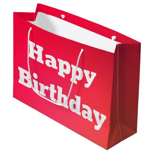 Roze koraal Gelukkige Verjaardag Gift Bag Groot Cadeauzakje (Voorkant Gekanteld)