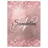 Roze koraal Glitter Fancy Monogram Roos Gold Foil Klembord (Achterkant)