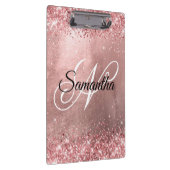 Roze koraal Glitter Fancy Monogram Roos Gold Foil Klembord (Rechts)