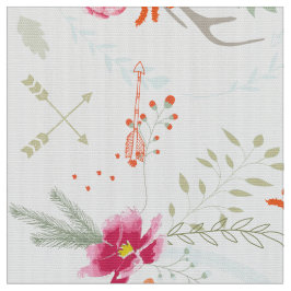 Roze koraal groen rustiek bloemenpatroon stof