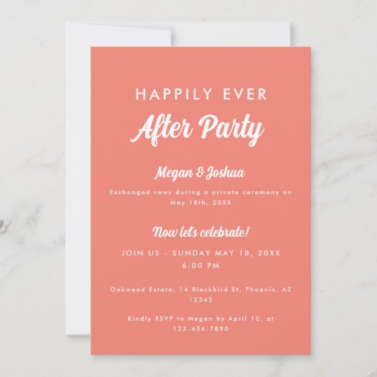 Roze Koraal Happily Ever After Feest Bruiloft Kaart (Voorkant)