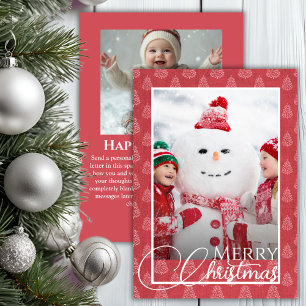 Roze Koraal Kerstboom Vakantiefoto Feestdagenkaart