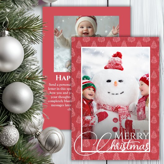 Roze Koraal Kerstboom Vakantiefoto Feestdagenkaart