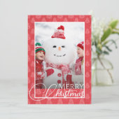 Roze Koraal Kerstboom Vakantiefoto Feestdagenkaart (Staand voorkant)