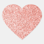 Roze koraal licht pastel sparkles glitter hart sticker (Voorkant)