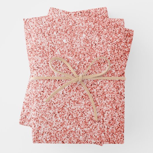 Roze koraal licht pastel sparkles glitter inpakpapier vel (In situ)