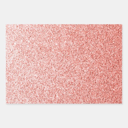 Roze koraal licht pastel sparkles glitter inpakpapier vel (Voorkant)